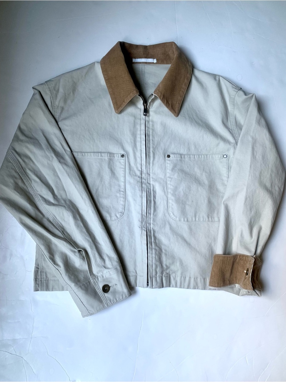 EUC Uniqlo Zip-up Short Barn Jacket Corduroy Pockets Woman’s Size XS/S - Picture 5 of 7